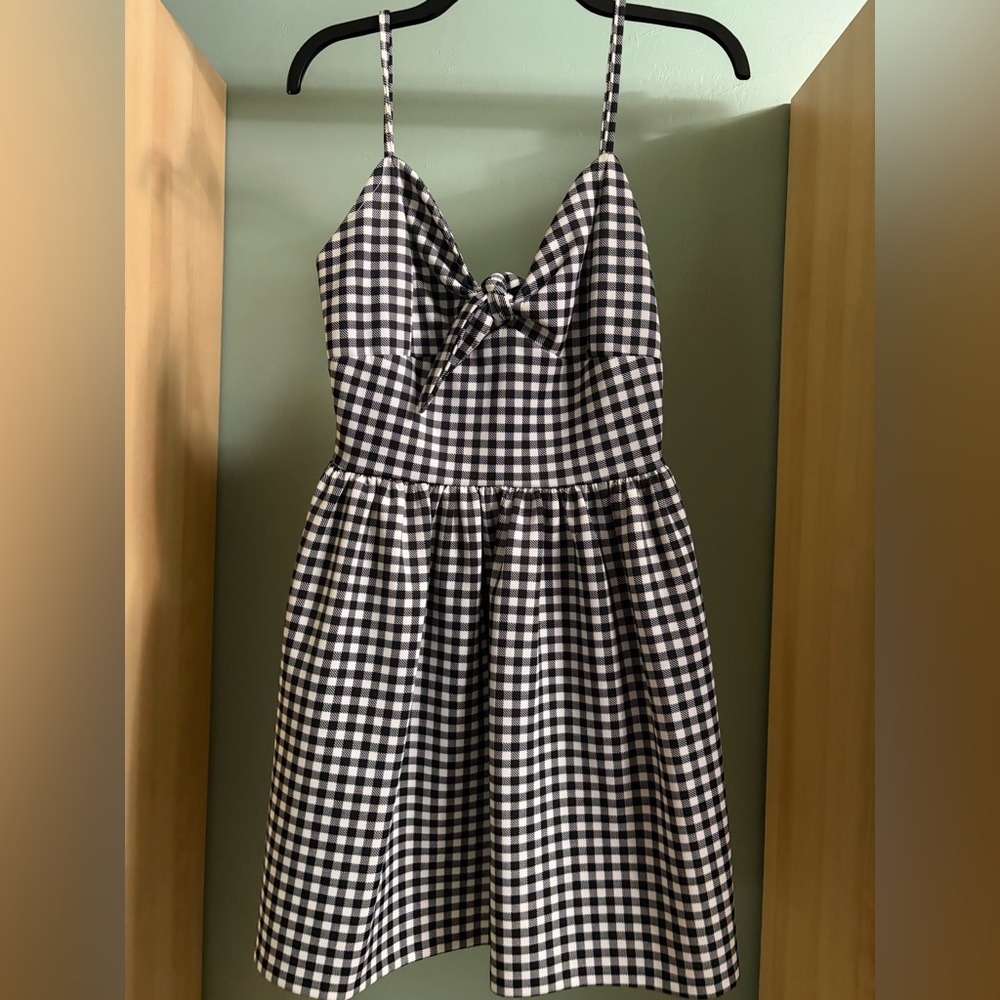 Slate & Willow Black and White Gingham Tie-Front Sundress